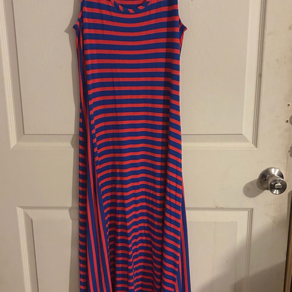 Vineyard Vines Blue and Pink Striped Maxi Dress